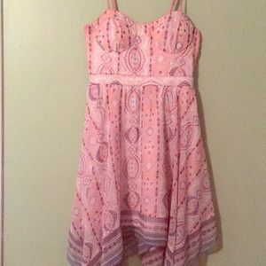 Flowy Dress with Pink and Blue Fun Designs